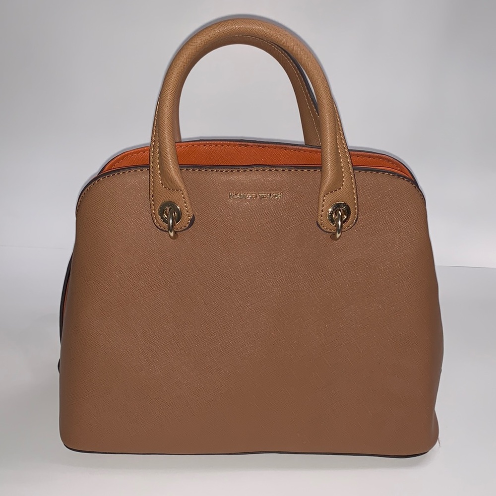 Mango Touch brown and orange small leather satchel crossbody